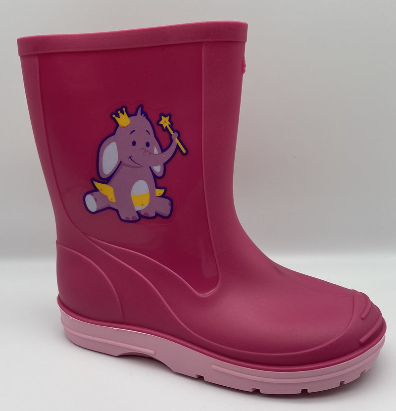 Girls Pink Elephant Wellies - Finn Footwear