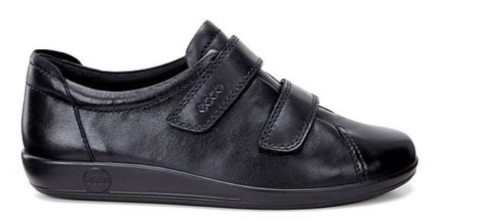 Ecco Soft Ladies Black Double Velcro Shoe 206513