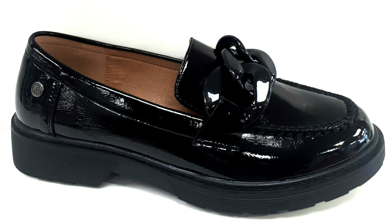 XTI Ladies Black Slip On Loafer Shoe 141174