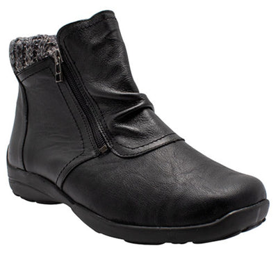 Easy B Stoke Ladies Wide Fit Double Zip Ankle Boot