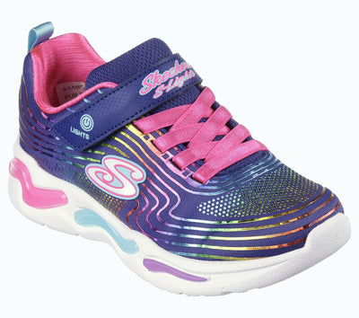 Skechers Girls S Lights Wavy Beams Velcro Trainer 302338L