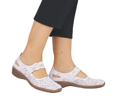 Rieker Ladies Low Wedge Velcro Shoe 41399-91