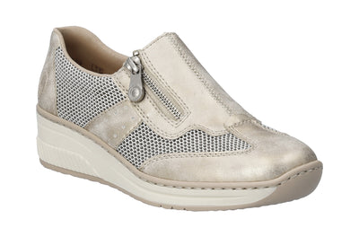 Rieker Ladies Low Wedge Zip Shoe 48760-60