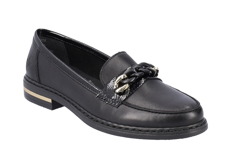 Rieker Ladies Slip On Chain Loafer Shoe 50664-00