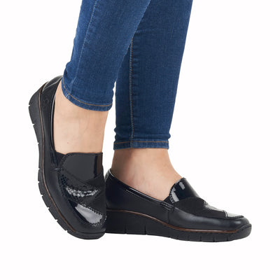 Rieker Ladies Slip On Low Wedge Shoe 53785-00