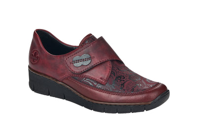 Rieker Ladies Low Wedge Velcro Shoe 537C0-35