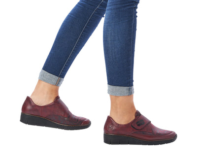 Rieker Ladies Low Wedge Velcro Shoe 537C0-35