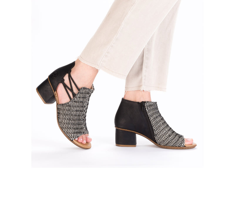 Rieker Ladies Block Heel Peep Toe Sandal 64697-00