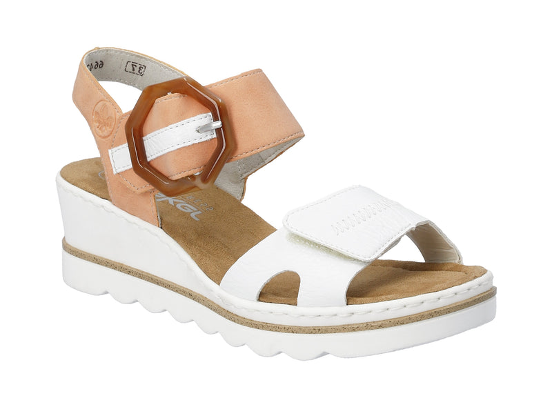 Rieker Ladies Double Velcro Wedge Sandal 67476-38