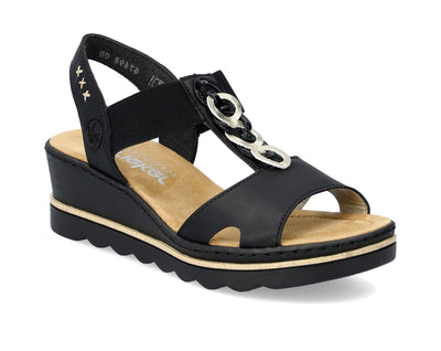 Rieker Ladies Slip On Wedge Sandal 67498-00