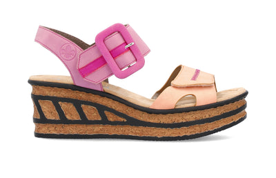 Rieker Ladies Wedge Double Velcro Sandal 68176-31