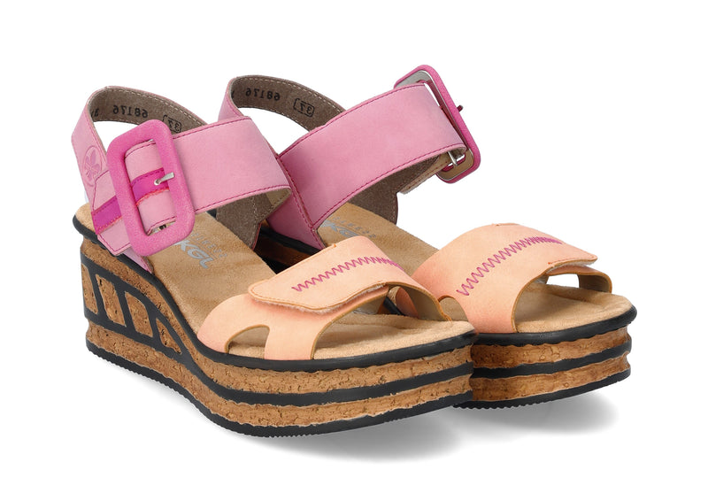 Rieker Ladies Wedge Double Velcro Sandal 68176-31
