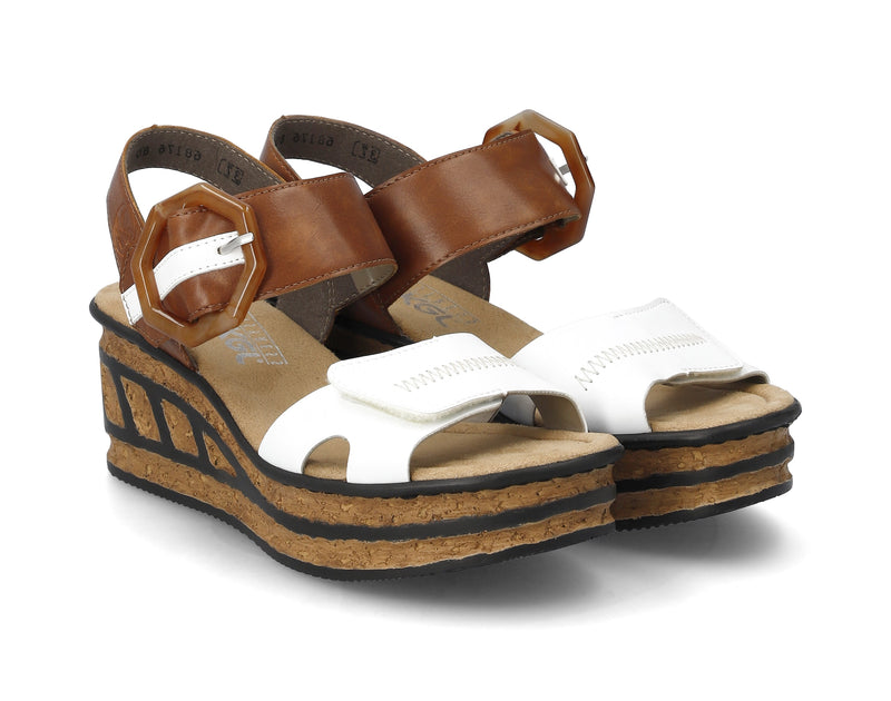 Rieker Ladies Wedge Double Velcro Sandal 68176-80