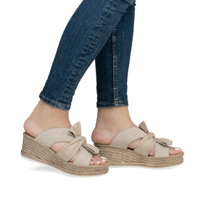 Rieker Ladies Espadrille Wedge Slip On Mule Sandal 68789-62
