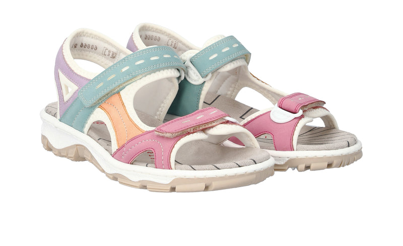 Rieker Ladies Low Wedge Velcro Sandal 68866-92