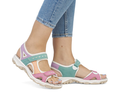Rieker Ladies Low Wedge Velcro Sandal 68866-92