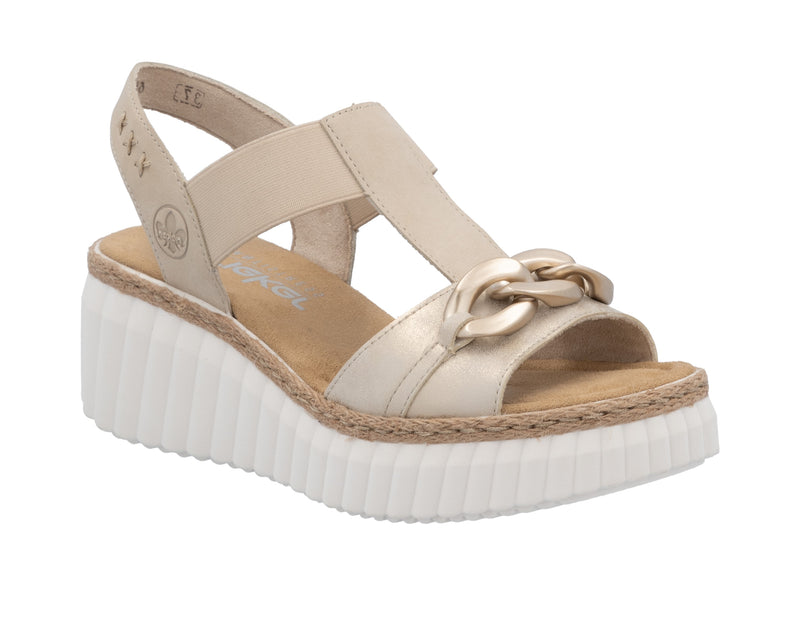 Rieker Ladies Chunky Wedge Slip On Sandal 69158-60