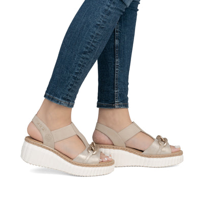 Rieker Ladies Chunky Wedge Slip On Sandal 69158-60