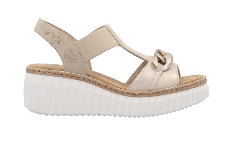 Rieker Ladies Chunky Wedge Slip On Sandal 69158-60