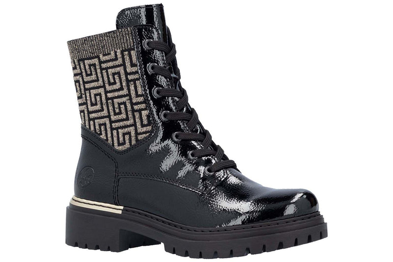 Rieker Ladies Laced Doc Style Flat Ankle Boot 72607-00