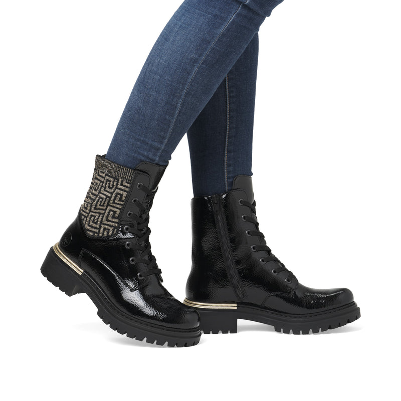Rieker Ladies Laced Doc Style Flat Ankle Boot 72607-00