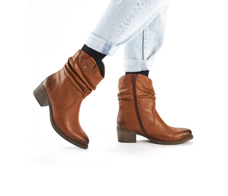 Rieker Ladies Western Style Block Heel Ankle Boot 73170
