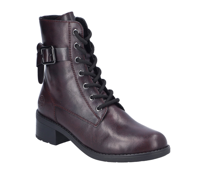 Rieker Ladies Block Heel Military Style Ankle Boot 75431-35