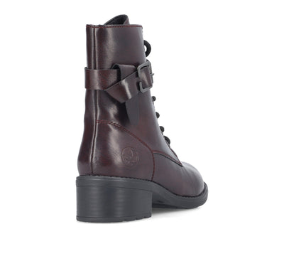 Rieker Ladies Block Heel Military Style Ankle Boot 75431-35