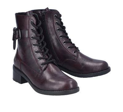 Rieker Ladies Block Heel Military Style Ankle Boot 75431-35