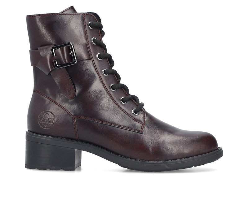 Rieker Ladies Block Heel Military Style Ankle Boot 75431-35