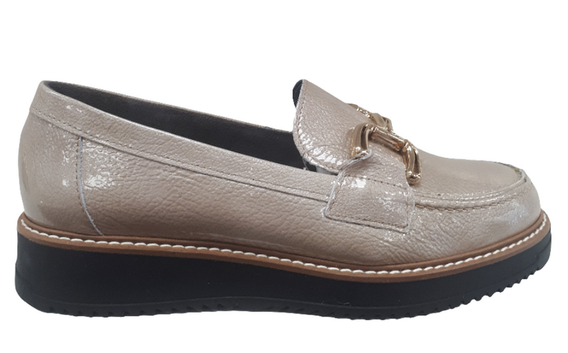 Pitillos Ladies Slip On Low Wedge Loafer Shoe 10760