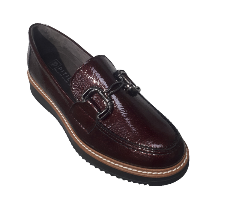 Pitillos Ladies Slip On Low Wedge Loafer Shoe 10760