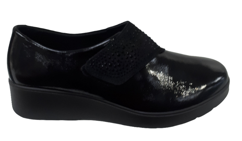 Imac Ladies Extra Wide Fit Low Wedge Velcro Shoe 856050