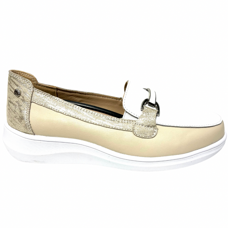 Patrizio Como Perito Ladies Slip On Loafer Shoe Crème