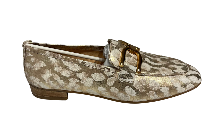 Unisa Baxter Ladies Slip on  Loafer Shoe Gold/Cream