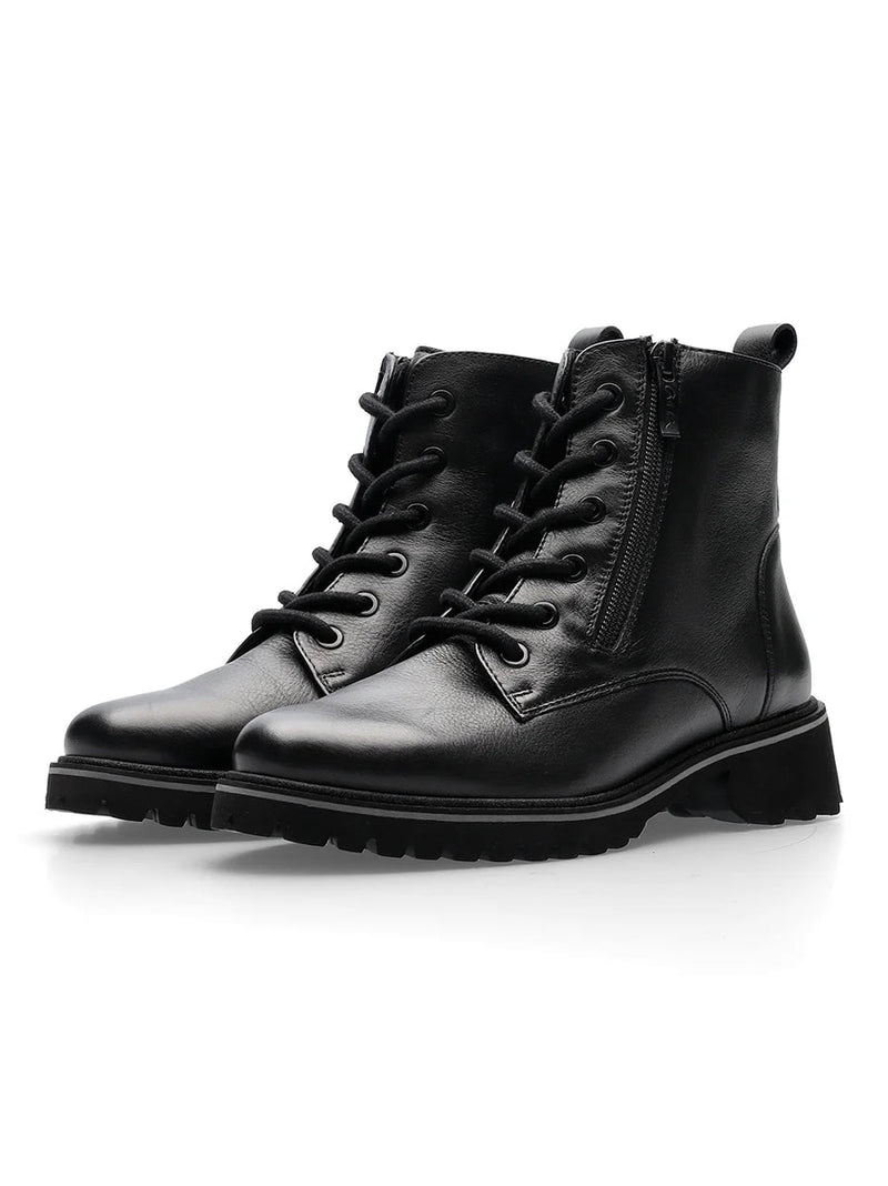 Ara Kent Ladies Side Zip Laced Flat Ankle Boot 31225-01