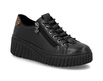 Rieker Ladies Platform Elastic Laced Shoe N2555-01