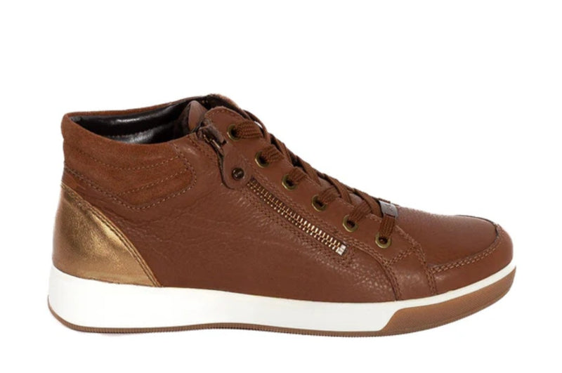 Ara Rom-St High Soft Ladies Flat Laced Ankle Boot 44499-18