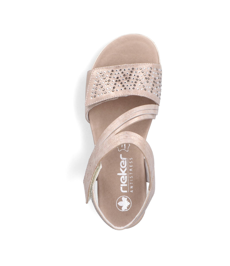 Rieker Ladies Double Velcro Low Wedge Sandal V3764-90