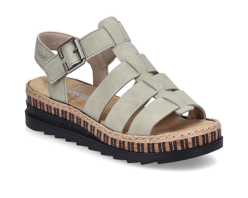 Rieker Ladies Slip On Low Wedge Sandal V7904-52
