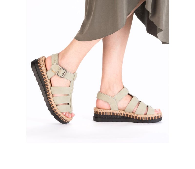 Rieker Ladies Slip On Low Wedge Sandal V7904-52