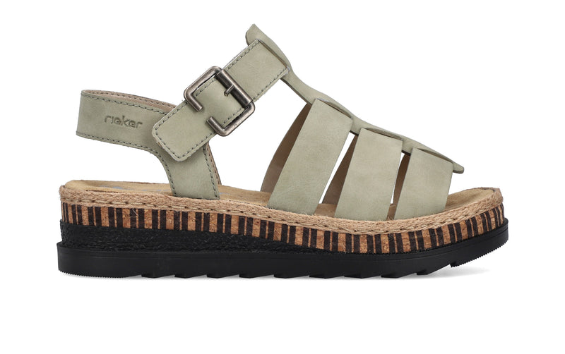 Rieker Ladies Slip On Low Wedge Sandal V7904-52