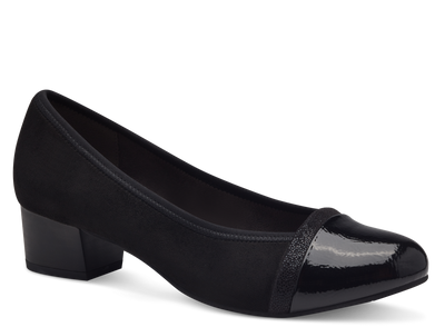 Jana Ladies Black Low Heel Court Shoe 22366-41 001