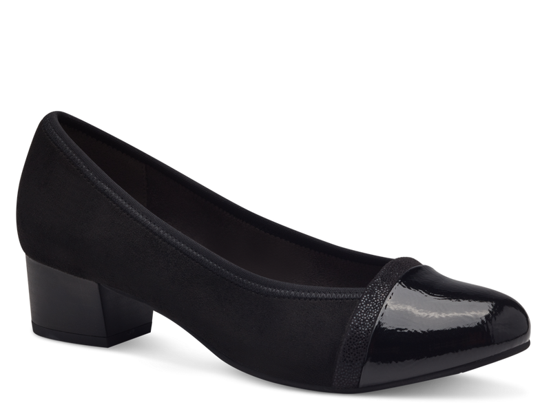 Jana Ladies Black Low Heel Court Shoe 22366-41 001