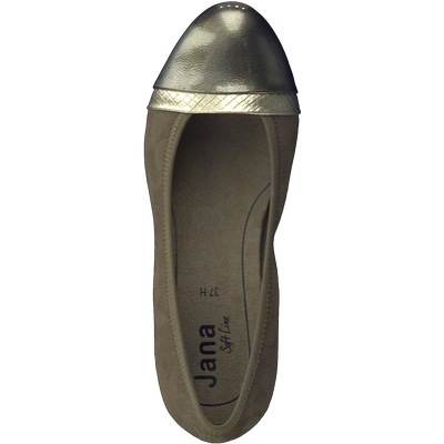 Jana Ladies Taupe Low Heel Court Shoe 22366-41 349