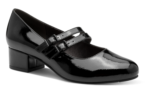 Jana Ladies Double Strap Block Heel Shoe 24366-45 018