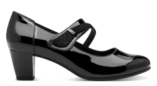 Jana Ladies Strap Block Heel court Shoe 24465-43 018