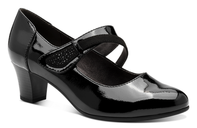 Jana Ladies Strap Block Heel court Shoe 24465-43 018