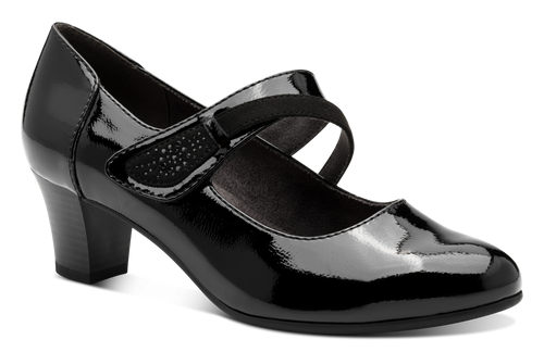 Jana Ladies Strap Block Heel court Shoe 24465-43 018