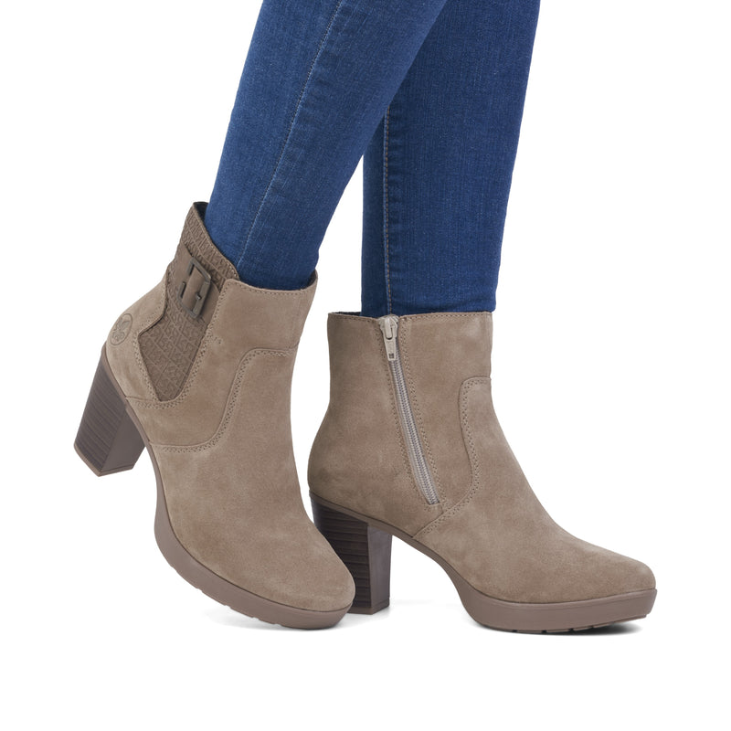 Rieker Ladies Block High Heel Ankle Boot Y2252-64